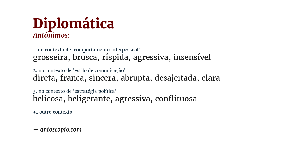 Antônimo de diplomática
