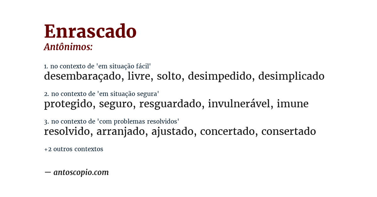 Antônimo de enrascado