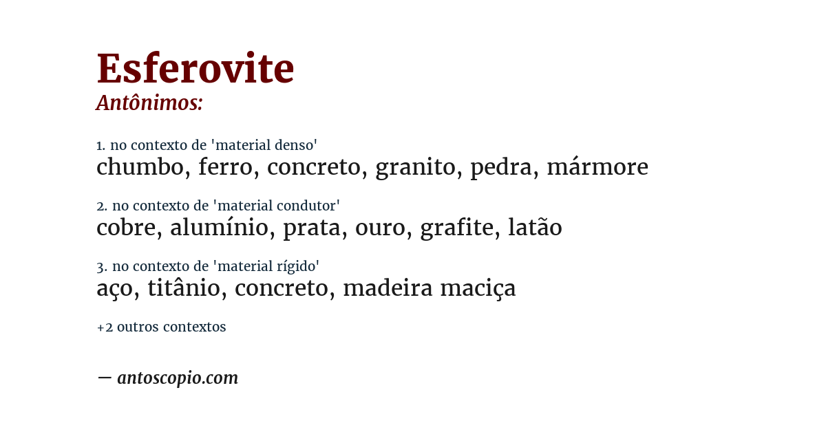 Antônimo de esferovite