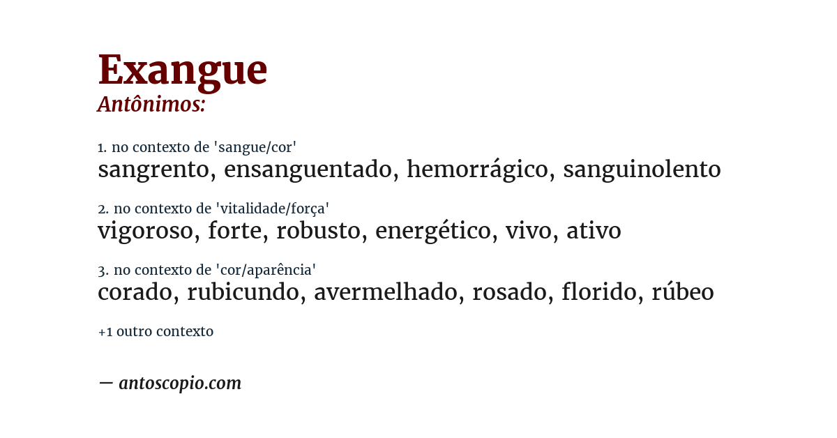 Antônimo de exangue