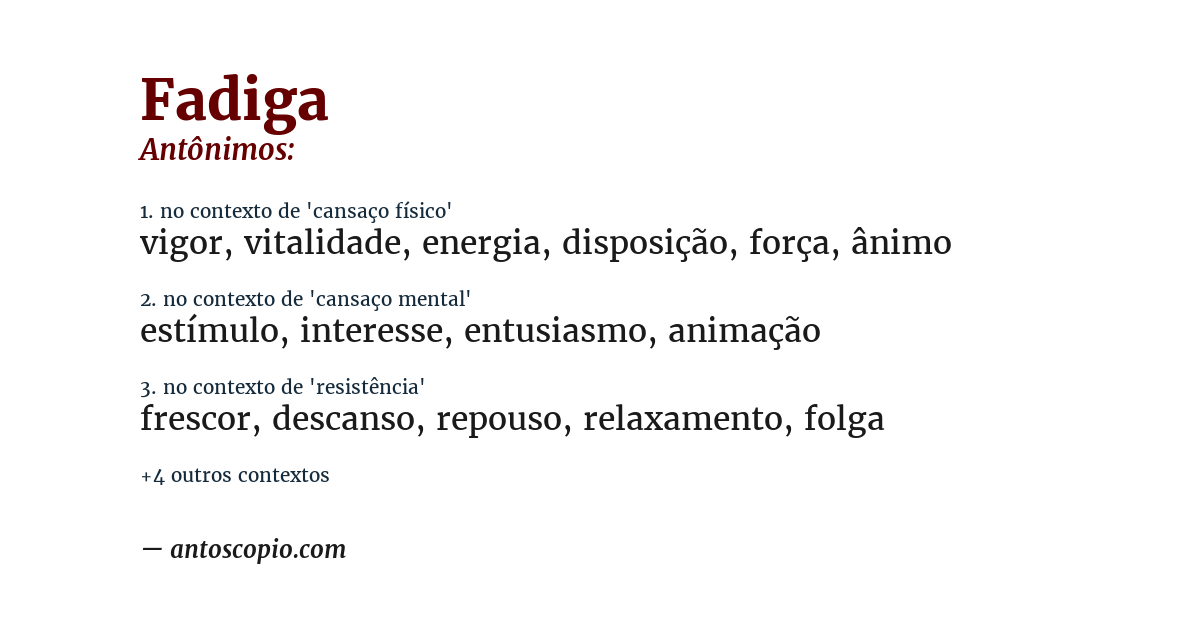 Antônimo de fadiga