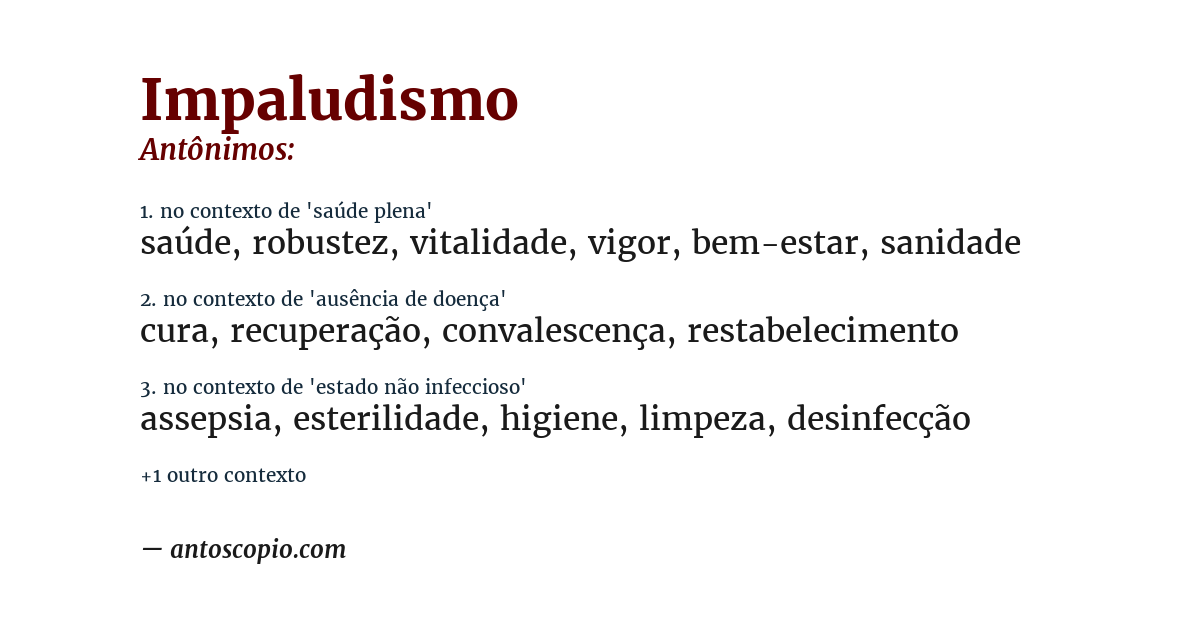 Antônimo de impaludismo