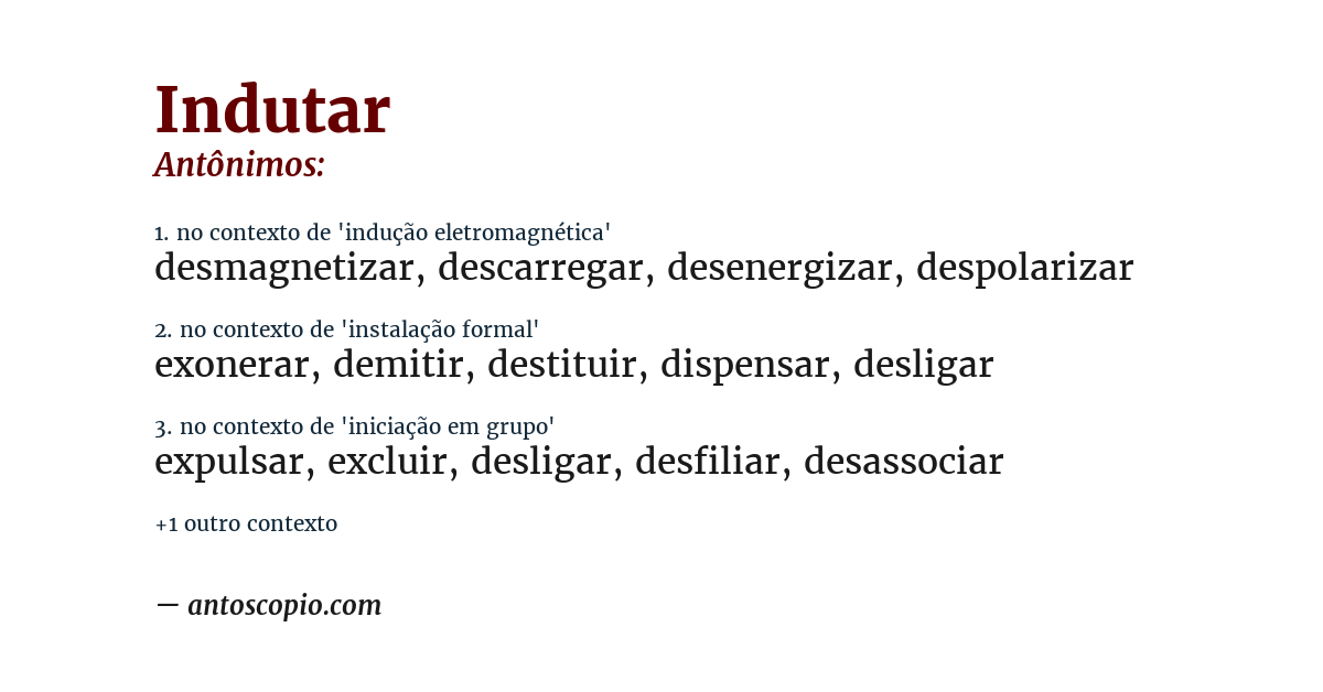 Antônimo de indutar