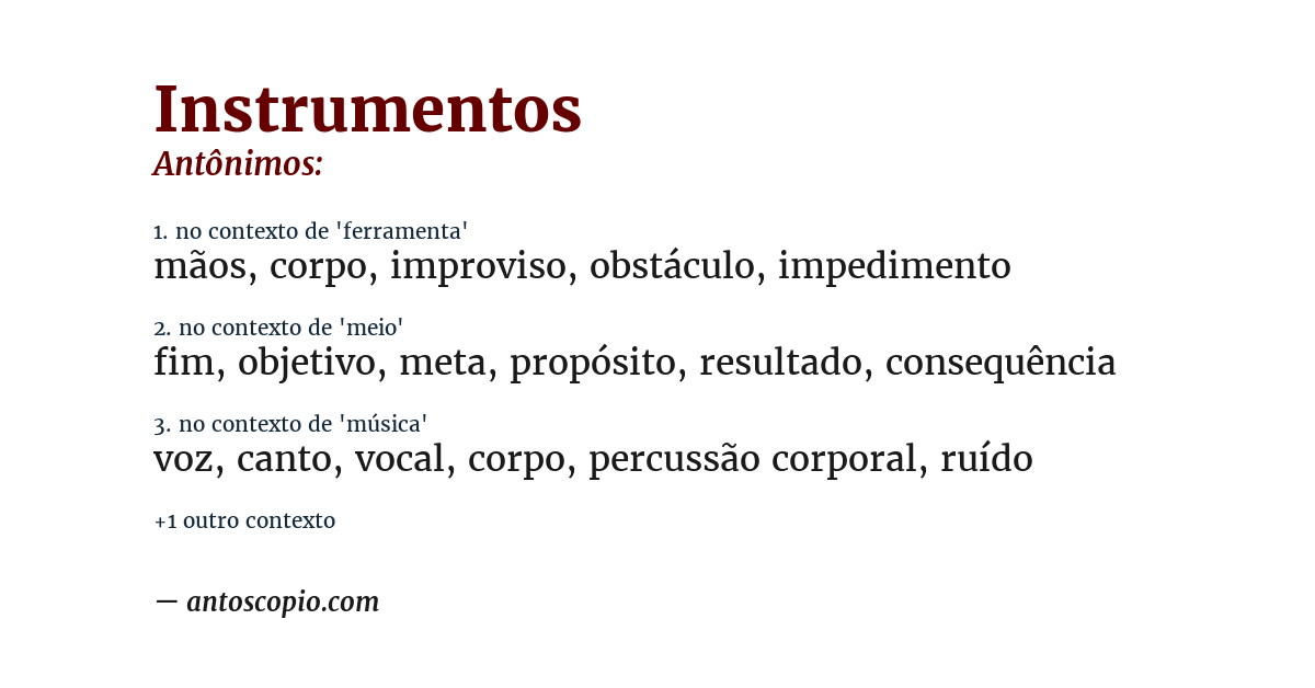 Antônimo de instrumentos