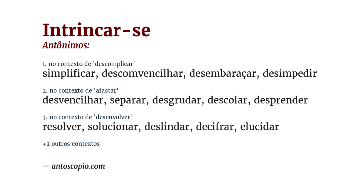 Antônimo de intrincar-se