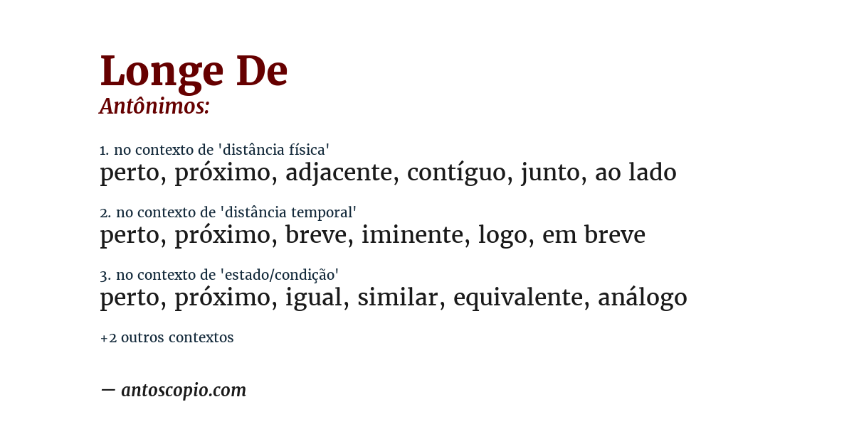 Antônimo de longe de