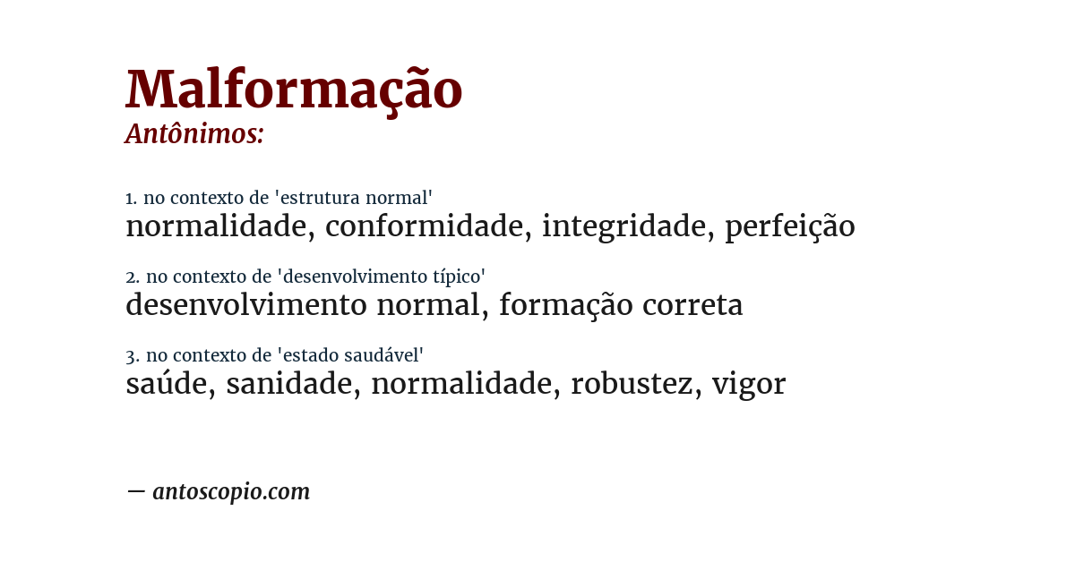 Antônimo de malformação