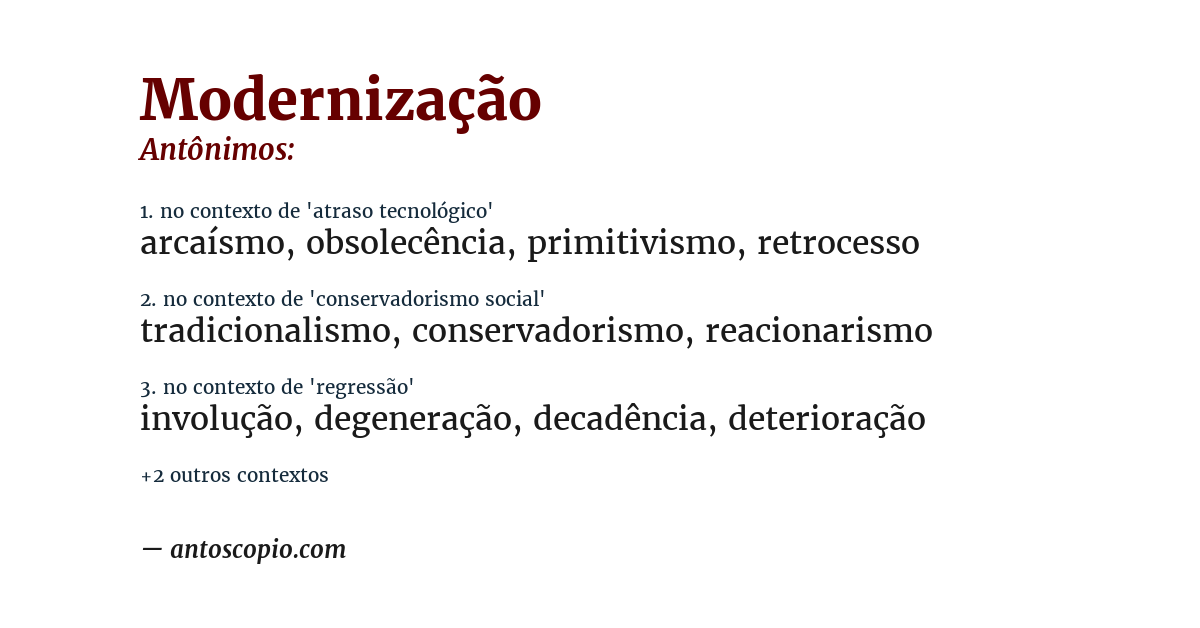 Antônimo de modernização