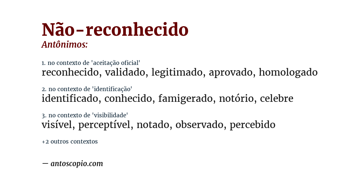 Antônimo de não-reconhecido
