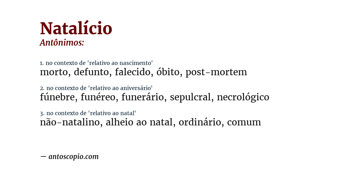 Antônimo de natalício