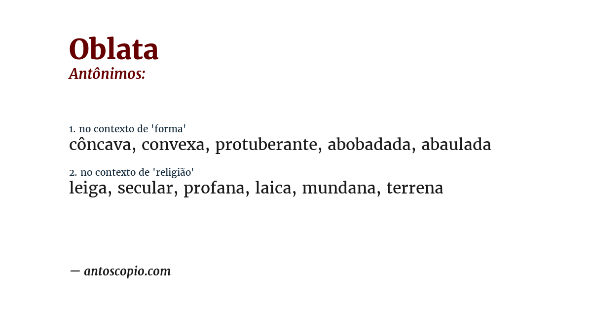 Antônimo de oblata
