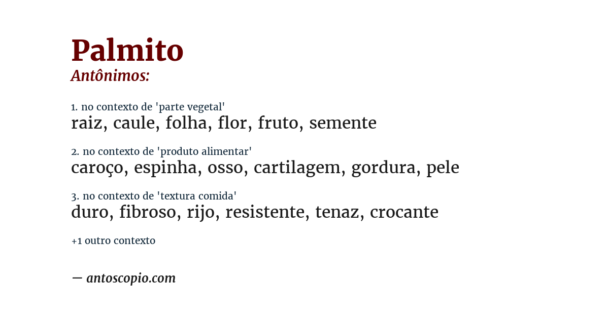 Antônimo de palmito
