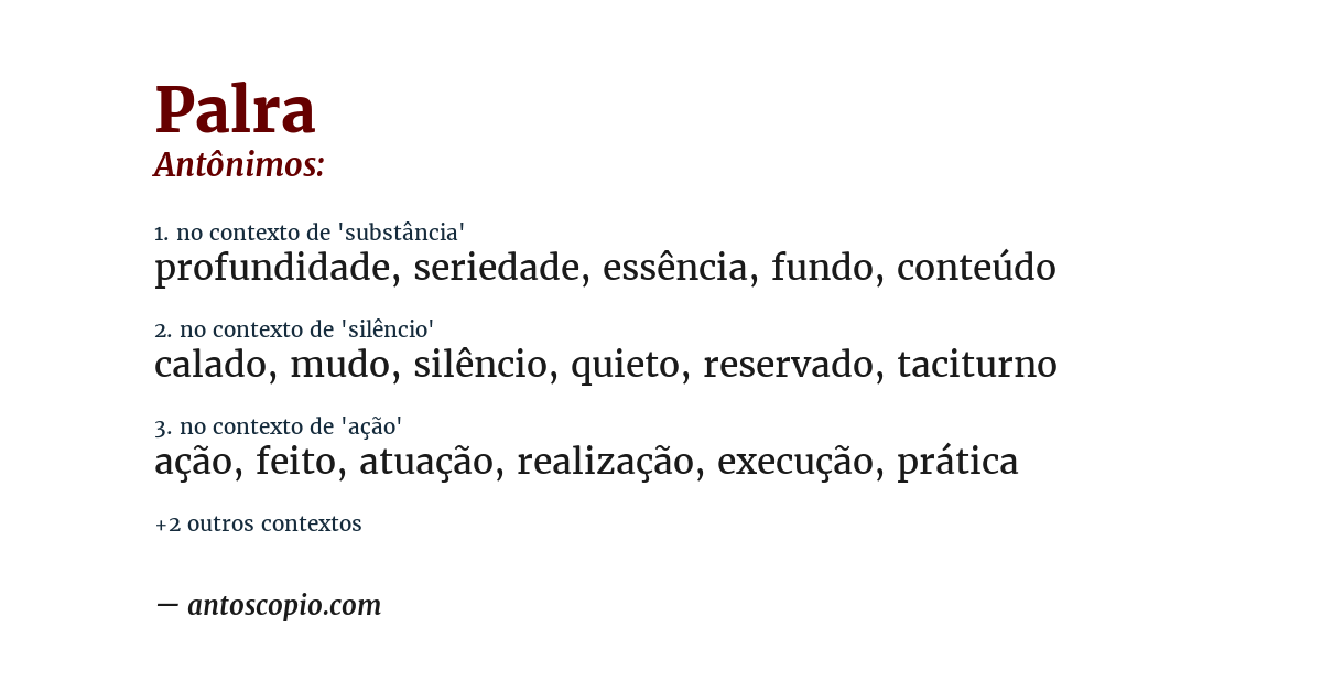 Antônimo de palra