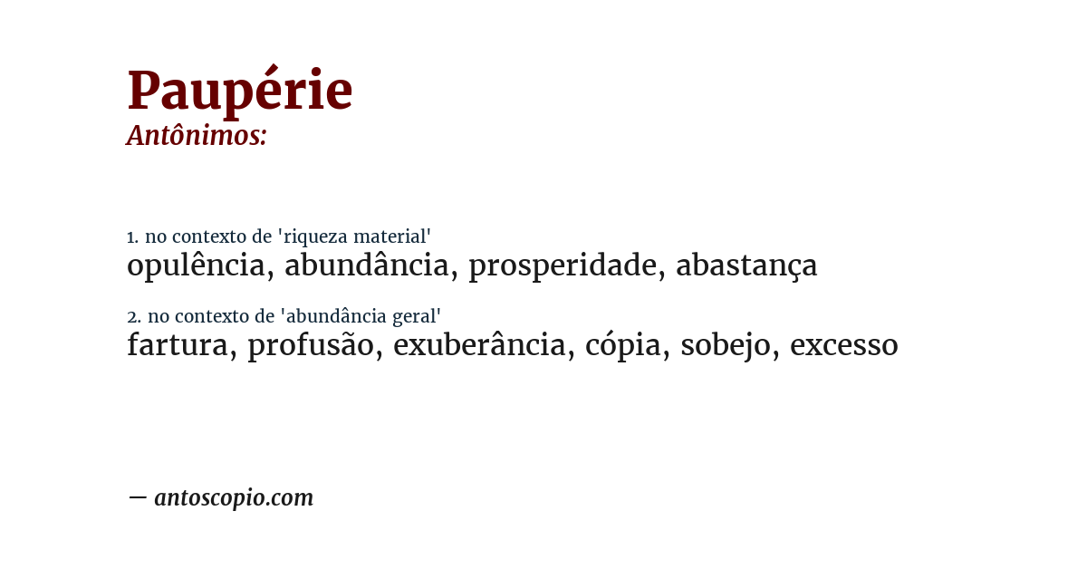 Antônimo de paupérie
