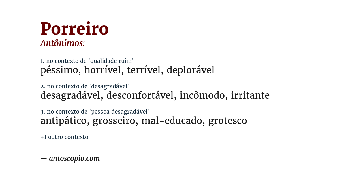 Antônimo de porreiro