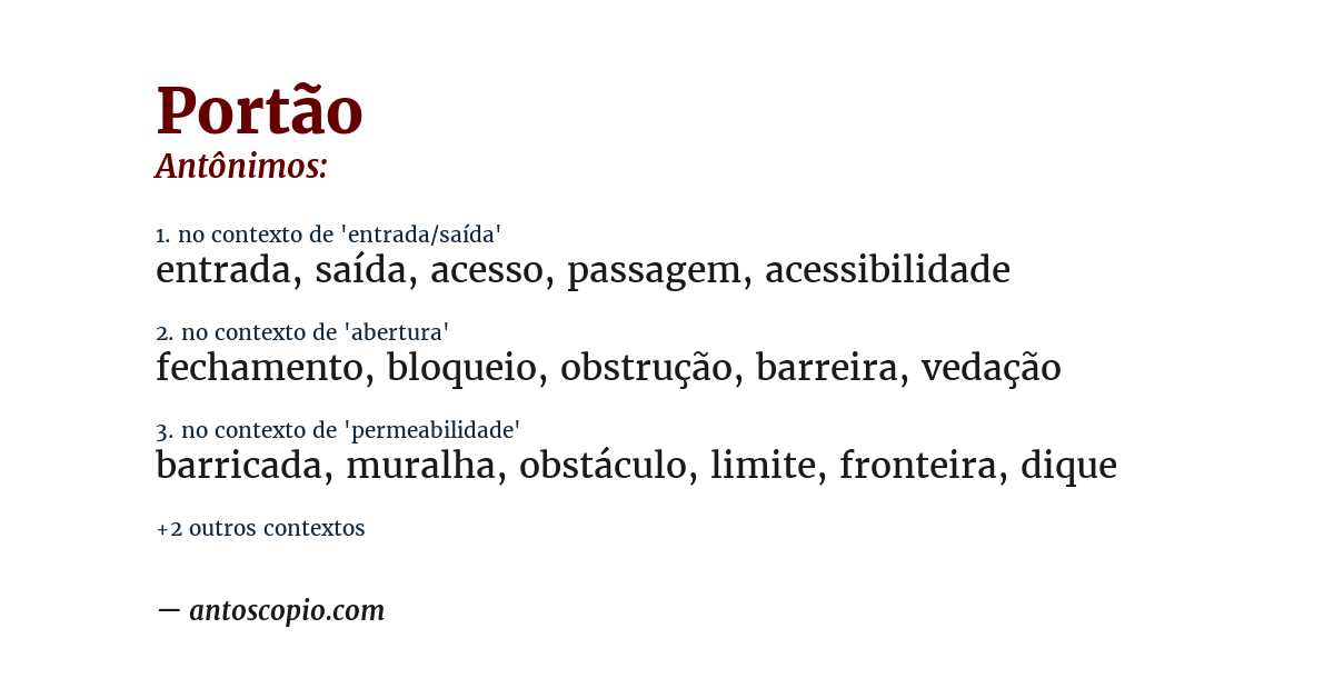 Antônimo de portão