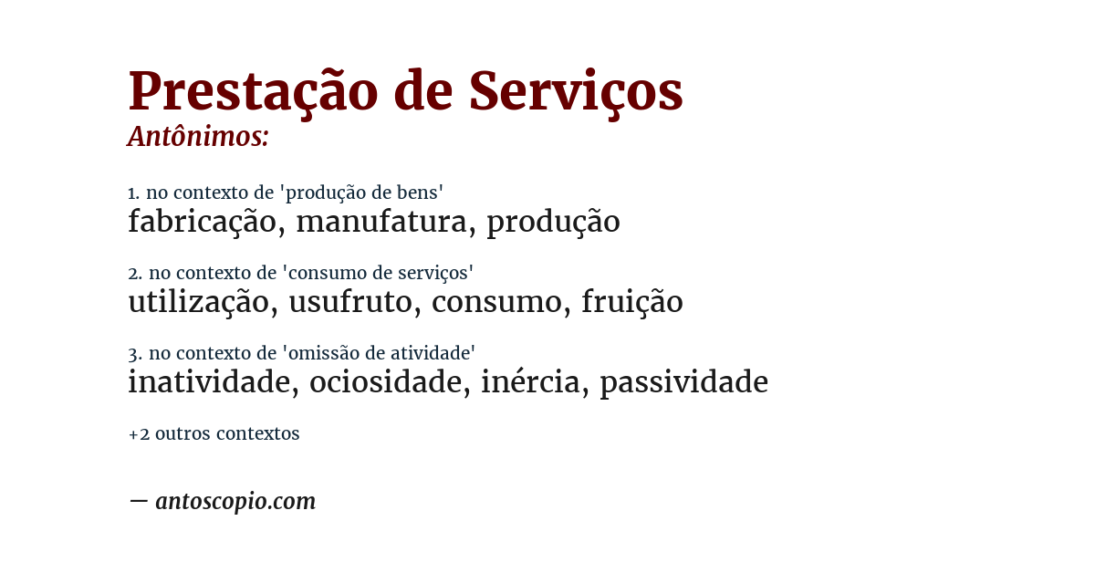 Antônimo de prestação de serviços