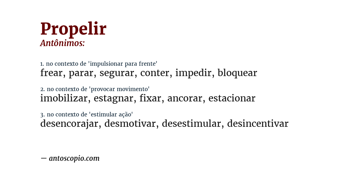 Antônimo de propelir