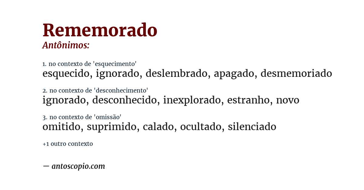 Antônimo de rememorado