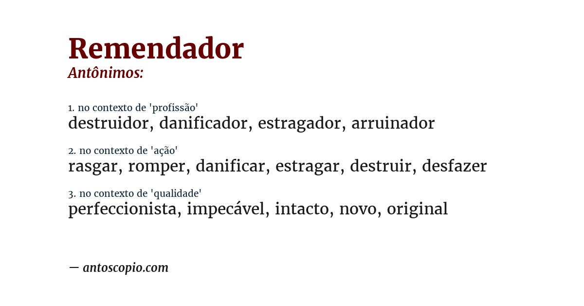 Antônimo de remendador