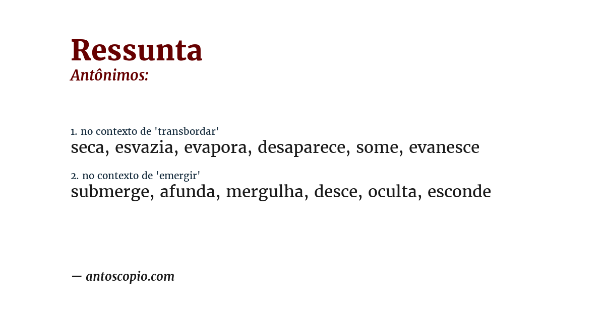 Antônimo de ressunta