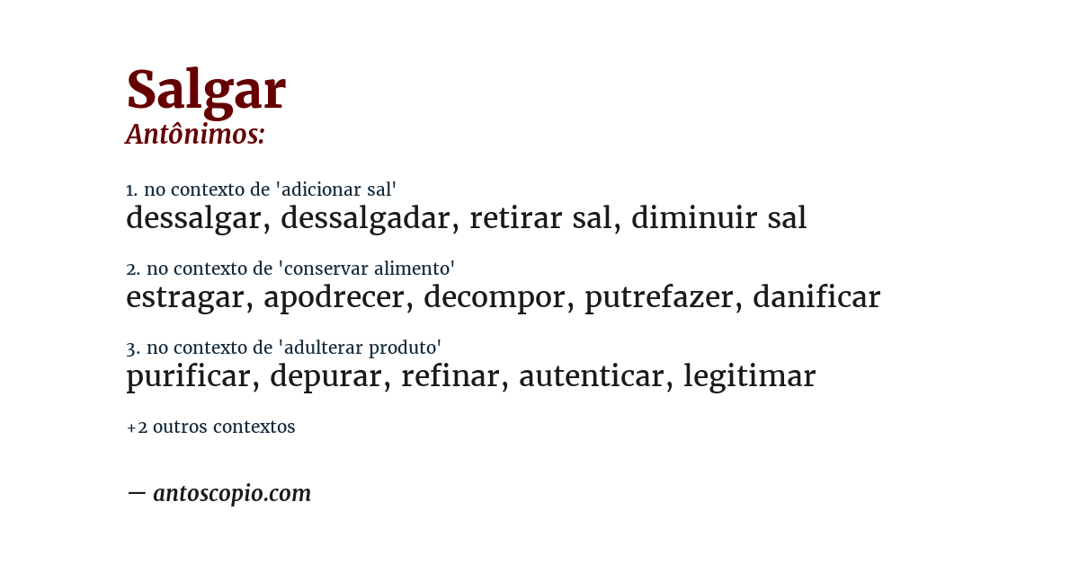 Antônimo de salgar