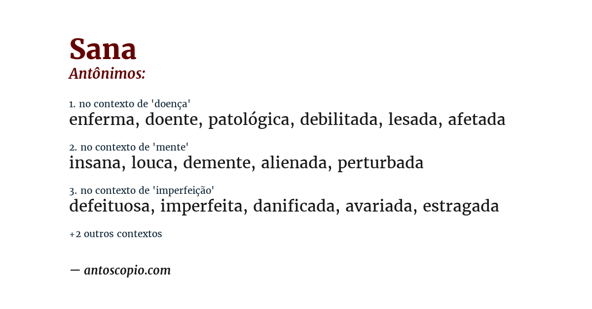 Antônimo de sana