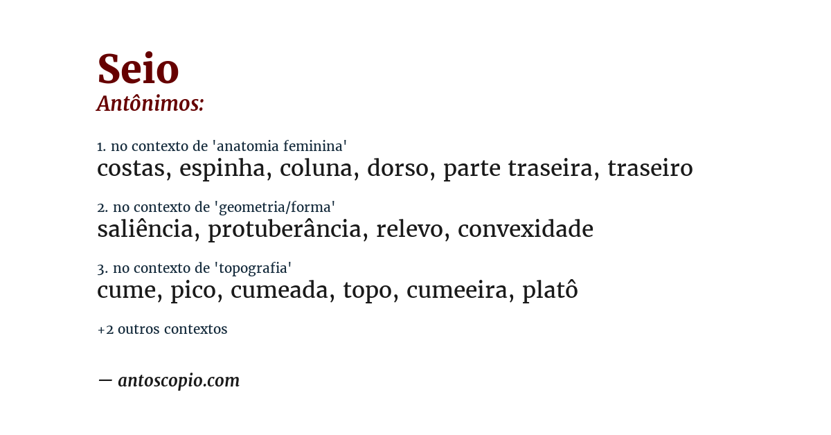Antônimo de seio