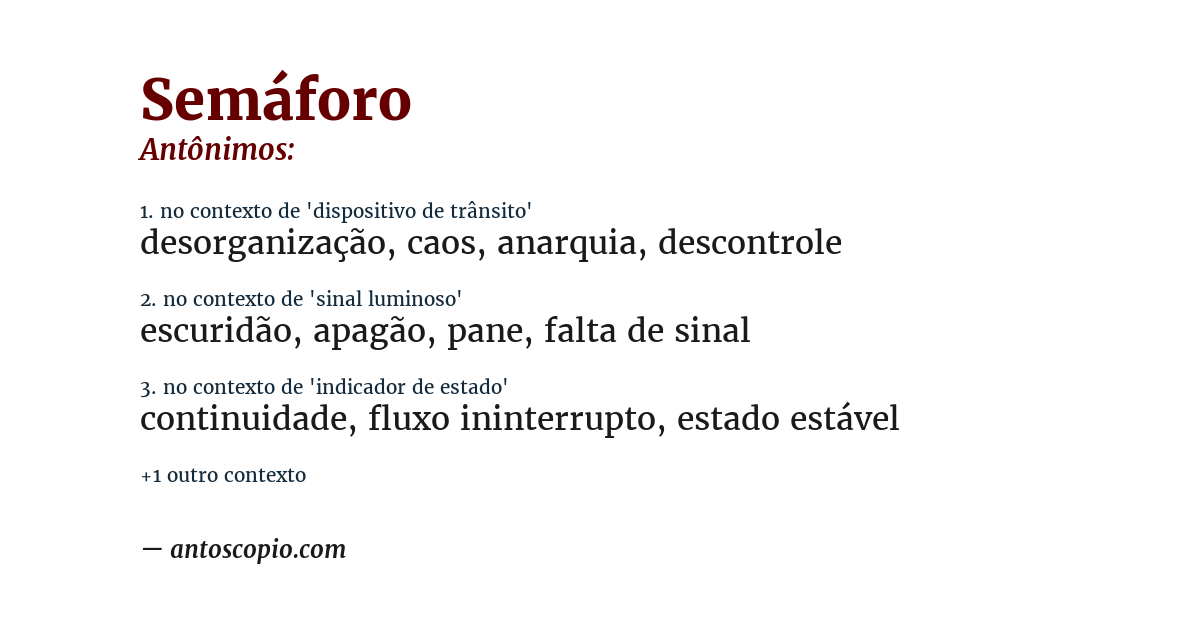 Antônimo de semáforo