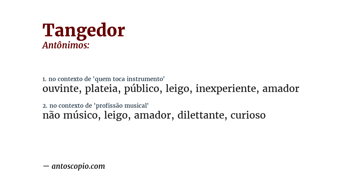 Antônimo de tangedor