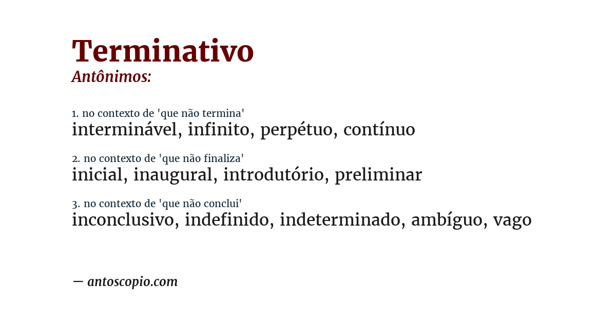Antônimo de terminativo