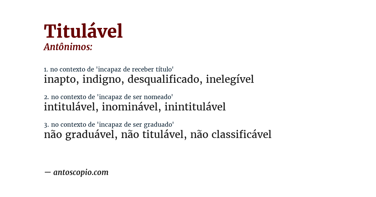 Antônimo de titulável
