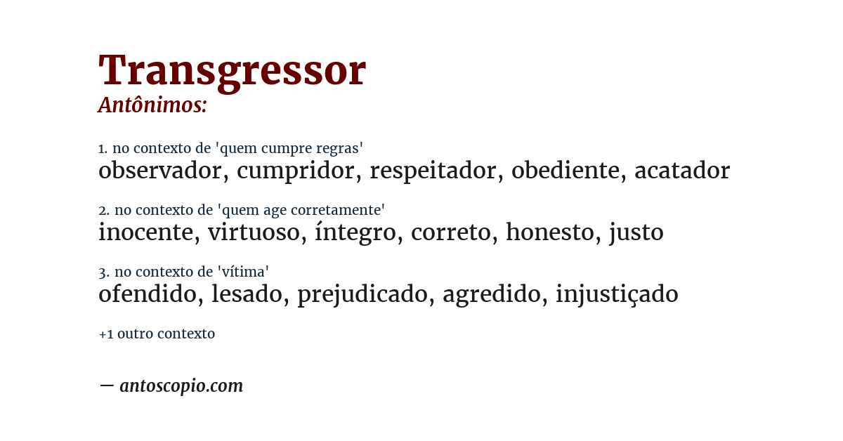 Antônimo de transgressor