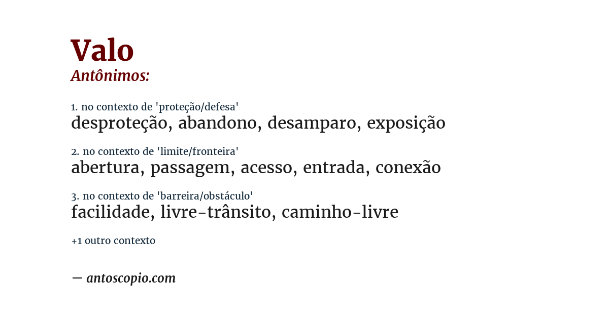 Antônimo de valo
