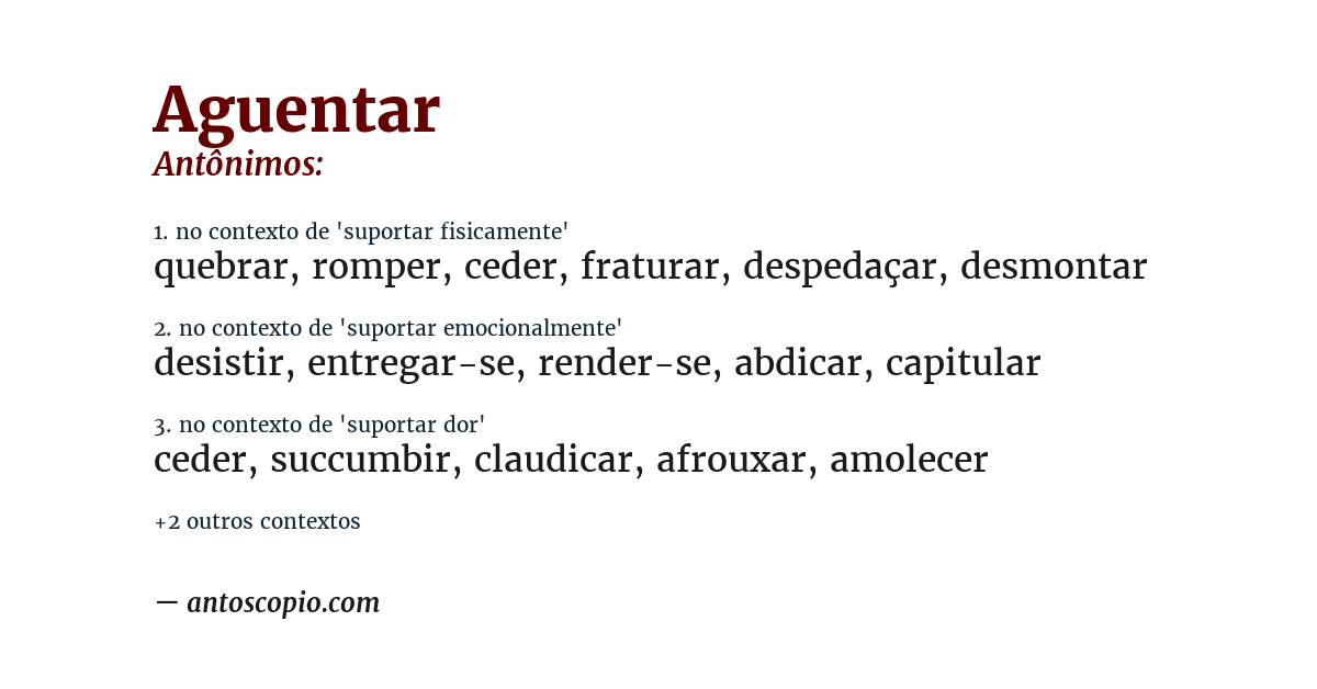 Antônimo de aguentar