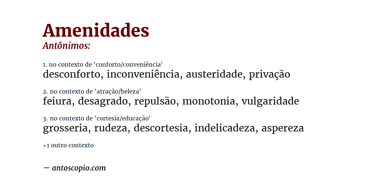 Antônimo de amenidades