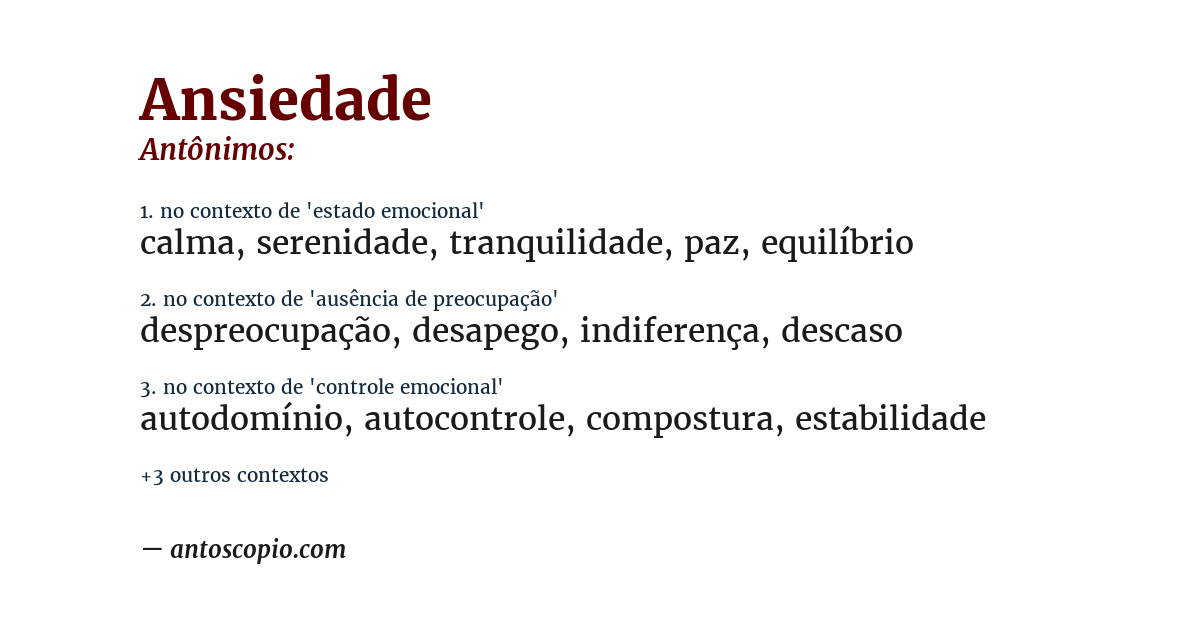 Antônimo de ansiedade