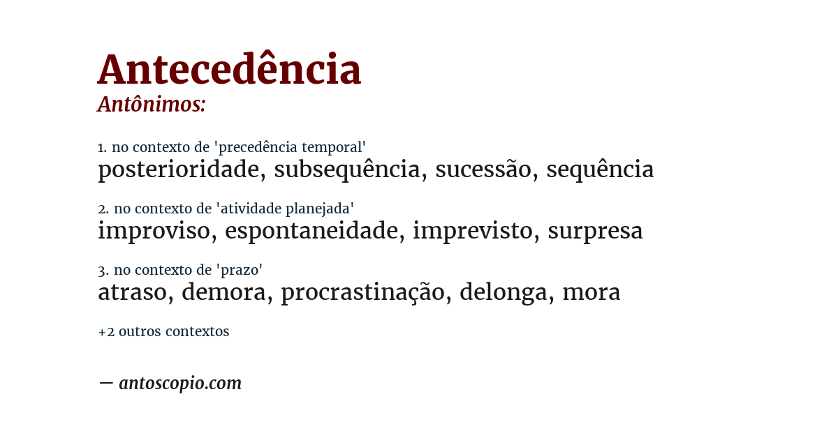 Antônimo de antecedência