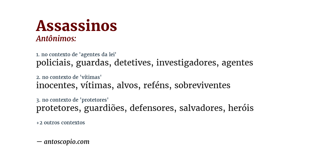 Antônimo de assassinos