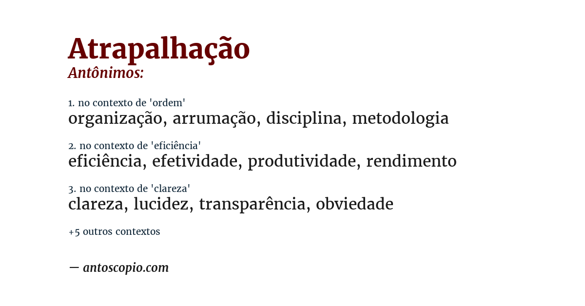Antônimo de atrapalhação