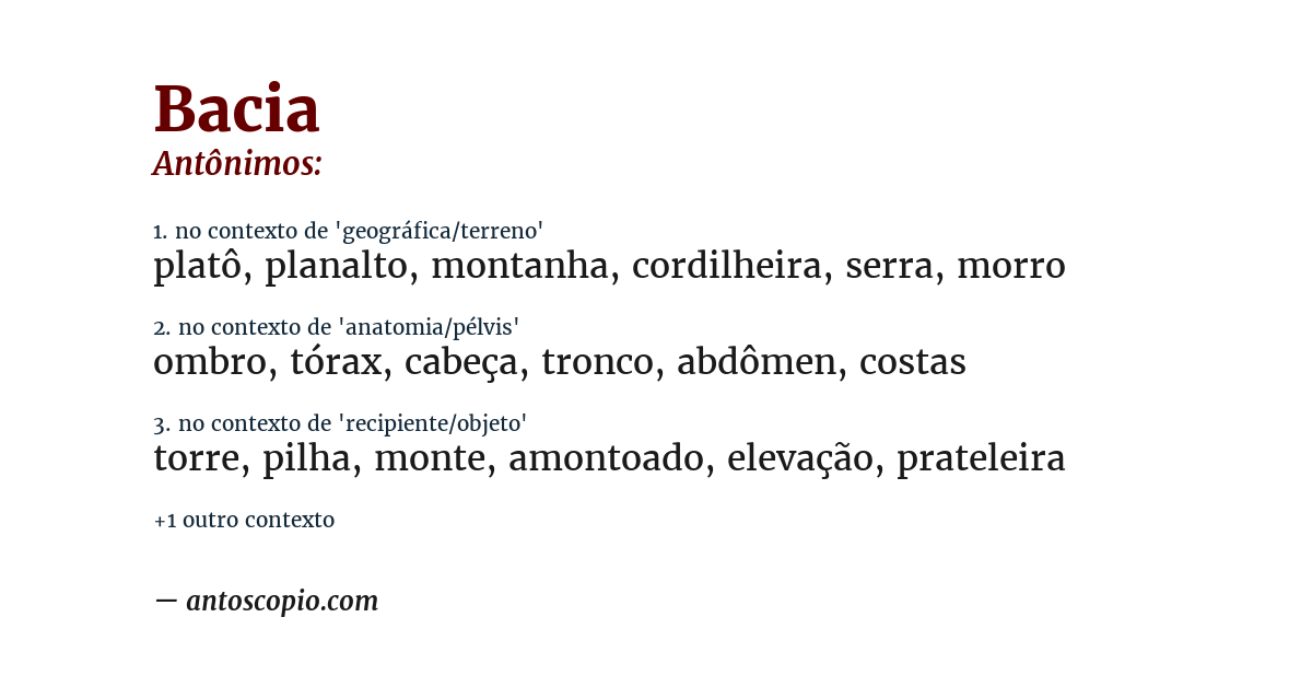 Antônimo de bacia