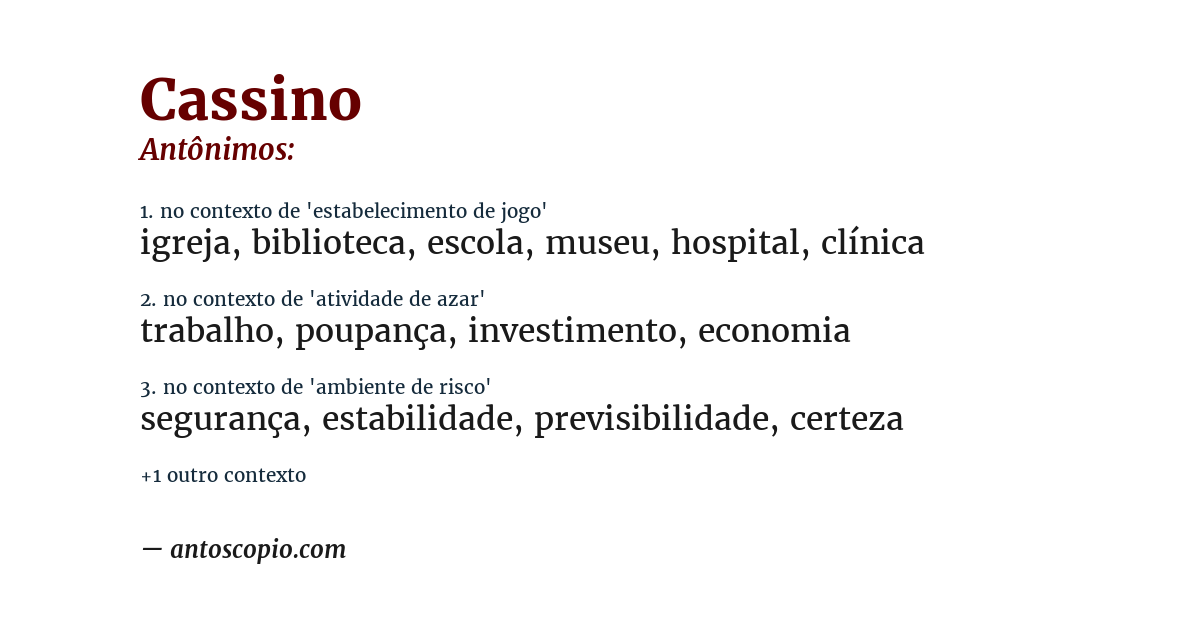 Antônimo de cassino