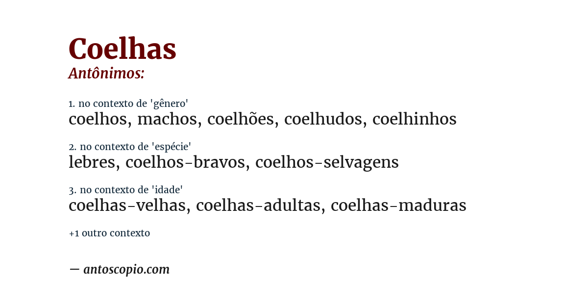 Antônimo de coelhas