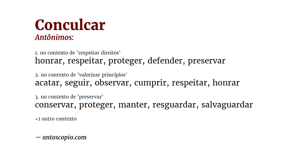Antônimo de conculcar