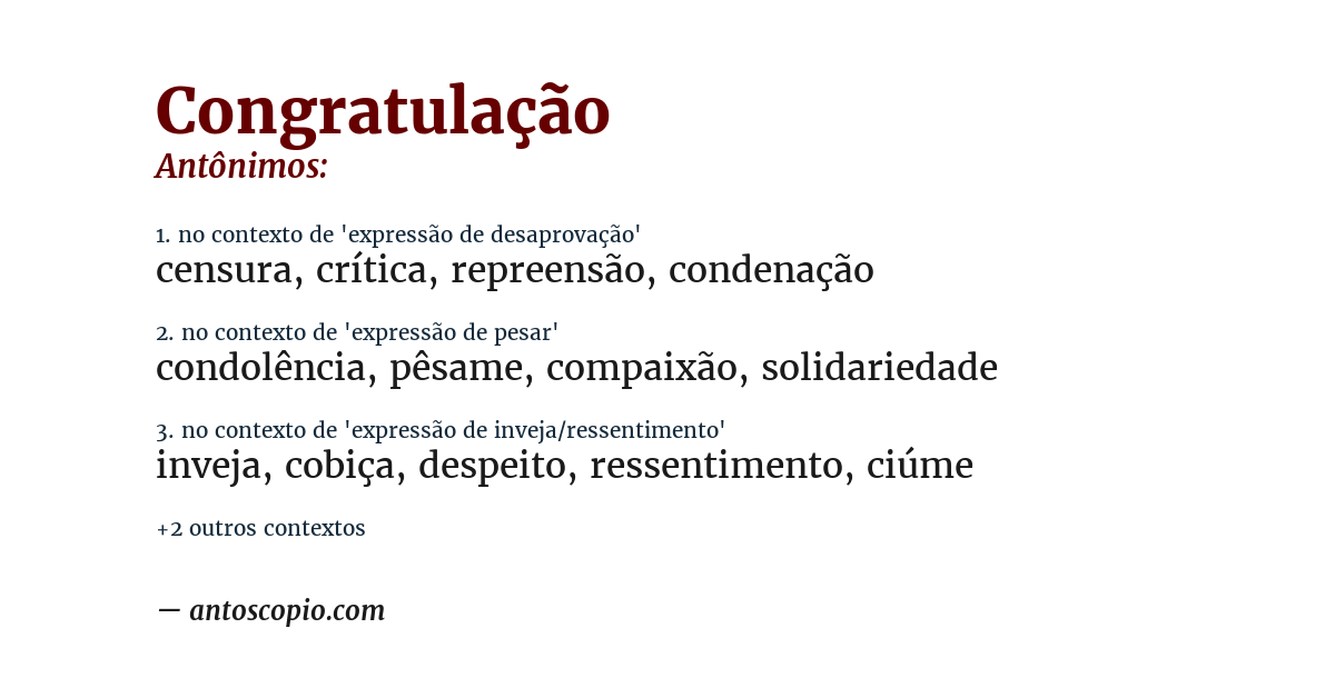 Antônimo de congratulação