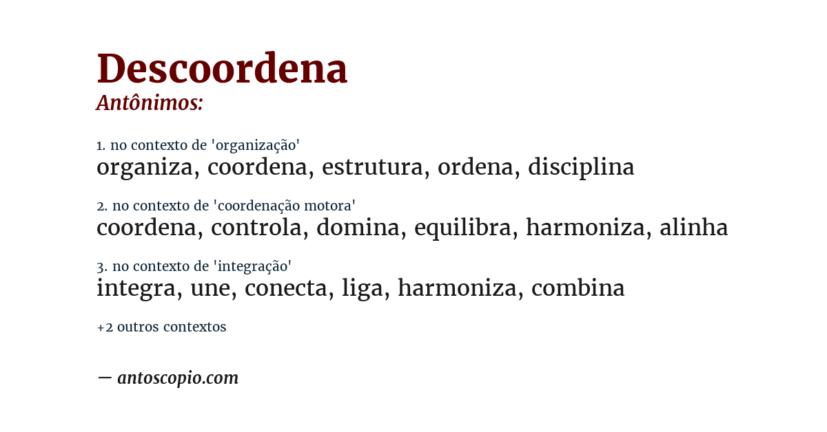 Antônimo de descoordena