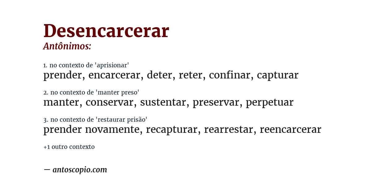 Antônimo de desencarcerar