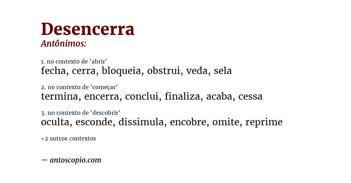 Antônimo de desencerra