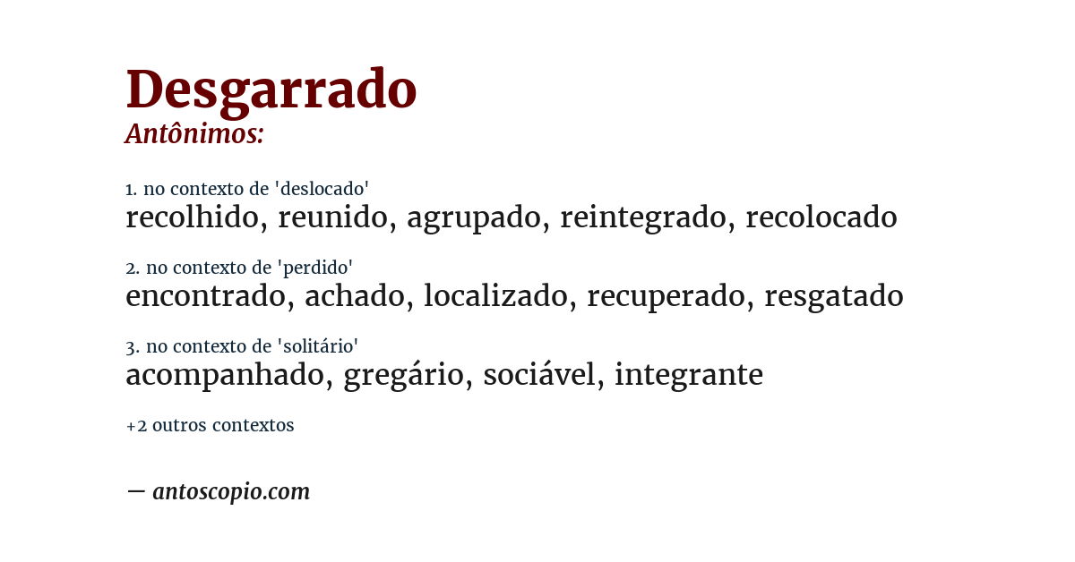 Antônimo de desgarrado