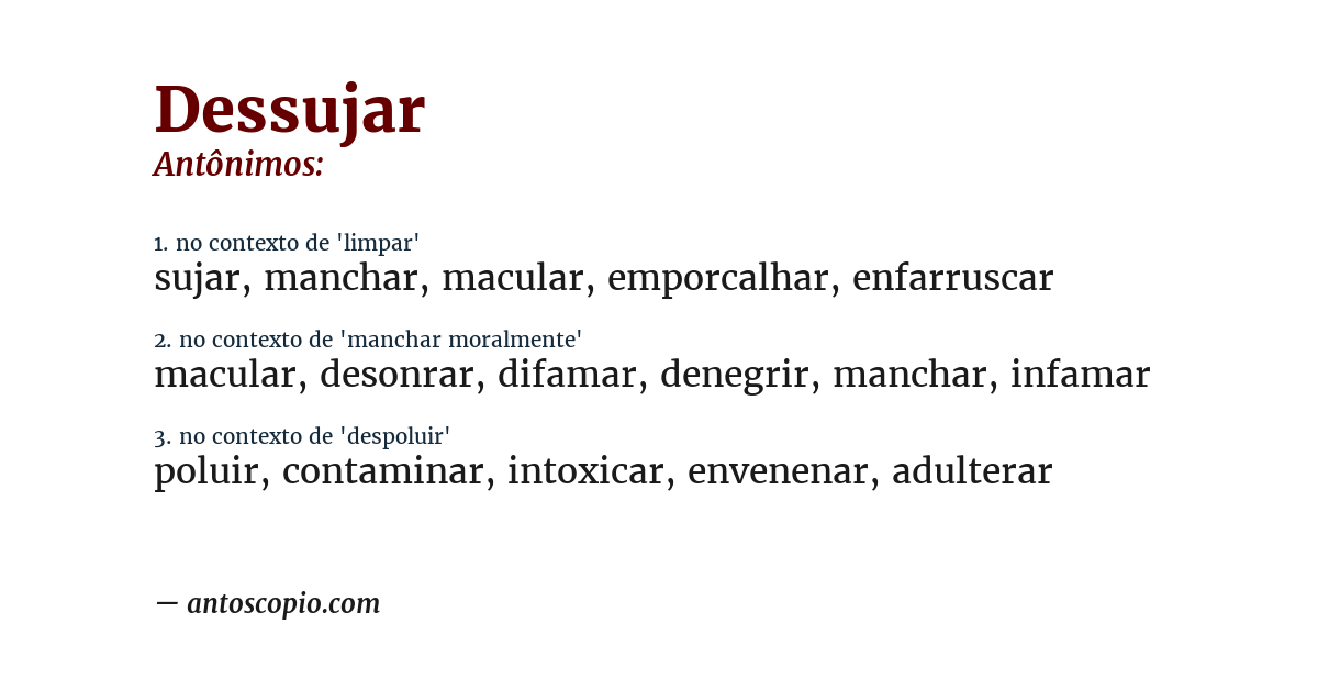 Antônimo de dessujar